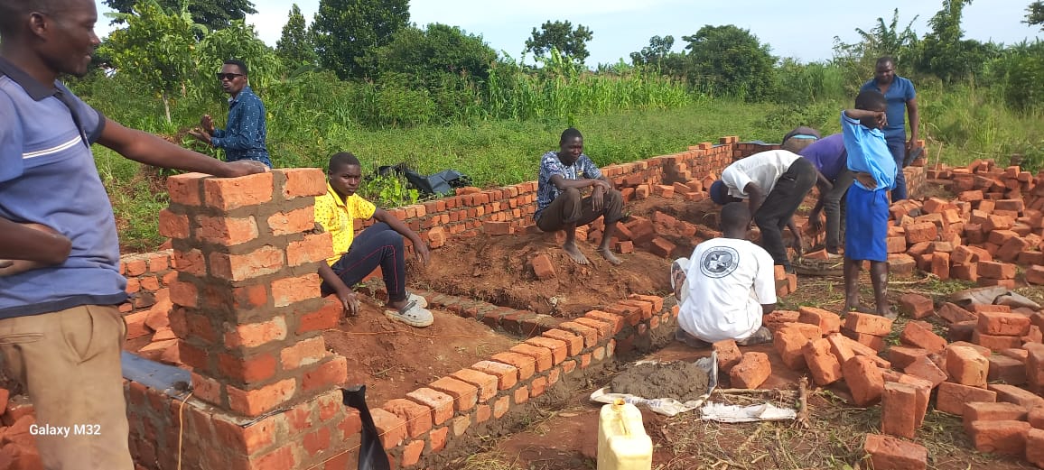 Teachers’ house – walls made from our own fired bricks